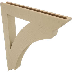 Ekena Millwork - BKTUR035X26X34THR01RCPR - Timberthane Faux Wood Thorton Style Bracket, Traditional Ends, 3 1/2"W x 26"D x 34"H, Primed Tan