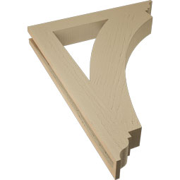 Ekena Millwork - BKTUR035X26X34THR01RCPR - Timberthane Faux Wood Thorton Style Bracket, Traditional Ends, 3 1/2"W x 26"D x 34"H, Primed Tan