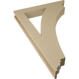 Ekena Millwork - BKTUR035X26X38THR01RCPR - Timberthane Faux Wood Thorton Style Bracket, Traditional Ends, 3 1/2"W x 26"D x 38"H, Primed Tan