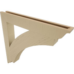 Ekena Millwork - BKTUR035X28X28THR01RCPR - Timberthane Faux Wood Thorton Style Bracket, Traditional Ends, 3 1/2"W x 28"D x 28"H, Primed Tan