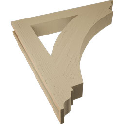 Ekena Millwork - BKTUR035X28X28THR01RCPR - Timberthane Faux Wood Thorton Style Bracket, Traditional Ends, 3 1/2"W x 28"D x 28"H, Primed Tan