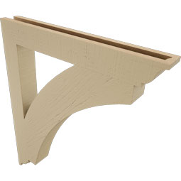 Ekena Millwork - BKTUR035X28X32THR01RCPR - Timberthane Faux Wood Thorton Style Bracket, Traditional Ends, 3 1/2"W x 28"D x 32"H, Primed Tan