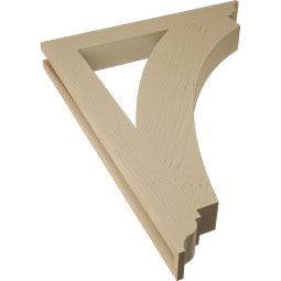 Ekena Millwork - BKTUR035X28X36THR01RCPR - Timberthane Faux Wood Thorton Style Bracket, Traditional Ends, 3 1/2"W x 28"D x 36"H, Primed Tan