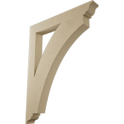 Ekena Millwork - BKTUR035X28X36THR01RCPR - Timberthane Faux Wood Thorton Style Bracket, Traditional Ends, 3 1/2"W x 28"D x 36"H, Primed Tan