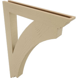 Ekena Millwork - BKTUR035X28X40THR01RCPR - Timberthane Faux Wood Thorton Style Bracket, Traditional Ends, 3 1/2"W x 28"D x 40"H, Primed Tan
