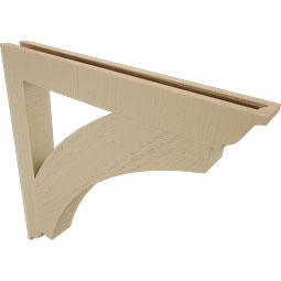 Ekena Millwork - BKTUR035X30X30THR01RCPR - Timberthane Faux Wood Thorton Style Bracket, Traditional Ends, 3 1/2"W x 30"D x 30"H, Primed Tan