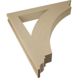 Ekena Millwork - BKTUR035X30X30THR01RCPR - Timberthane Faux Wood Thorton Style Bracket, Traditional Ends, 3 1/2"W x 30"D x 30"H, Primed Tan