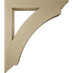 Ekena Millwork - BKTUR035X30X34THR01RCPR - Timberthane Faux Wood Thorton Style Bracket, Traditional Ends, 3 1/2"W x 30"D x 34"H, Primed Tan