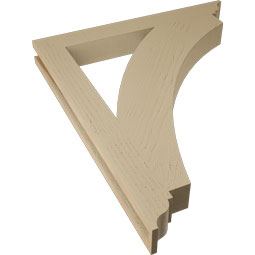 Ekena Millwork - BKTUR035X30X36THR01RCPR - Timberthane Faux Wood Thorton Style Bracket, Traditional Ends, 3 1/2"W x 30"D x 36"H, Primed Tan