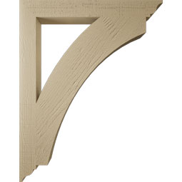 Ekena Millwork - BKTUR035X30X38THR01RCPR - Timberthane Faux Wood Thorton Style Bracket, Traditional Ends, 3 1/2"W x 30"D x 38"H, Primed Tan