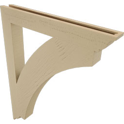 Ekena Millwork - BKTUR035X30X38THR01RCPR - Timberthane Faux Wood Thorton Style Bracket, Traditional Ends, 3 1/2"W x 30"D x 38"H, Primed Tan