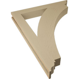 Ekena Millwork - BKTUR035X30X38THR01RCPR - Timberthane Faux Wood Thorton Style Bracket, Traditional Ends, 3 1/2"W x 30"D x 38"H, Primed Tan