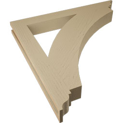 Ekena Millwork - BKTUR035X32X32THR01RCPR - Timberthane Faux Wood Thorton Style Bracket, Traditional Ends, 3 1/2"W x 32"D x 32"H, Primed Tan