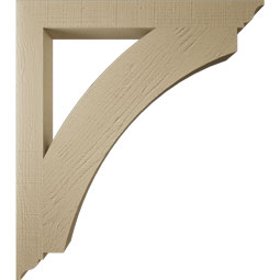 Ekena Millwork - BKTUR035X32X36THR01RCPR - Timberthane Faux Wood Thorton Style Bracket, Traditional Ends, 3 1/2"W x 32"D x 36"H, Primed Tan