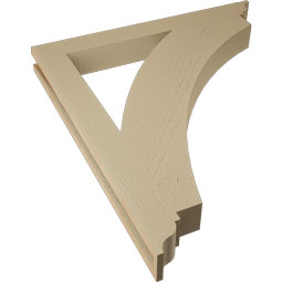 Ekena Millwork - BKTUR035X32X36THR01RCPR - Timberthane Faux Wood Thorton Style Bracket, Traditional Ends, 3 1/2"W x 32"D x 36"H, Primed Tan