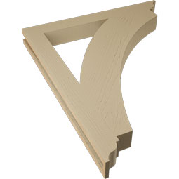 Ekena Millwork - BKTUR035X32X38THR01RCPR - Timberthane Faux Wood Thorton Style Bracket, Traditional Ends, 3 1/2"W x 32"D x 38"H, Primed Tan