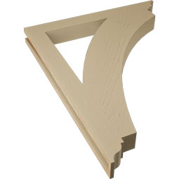 Ekena Millwork - BKTUR035X32X40THR01RCPR - Timberthane Faux Wood Thorton Style Bracket, Traditional Ends, 3 1/2"W x 32"D x 40"H, Primed Tan