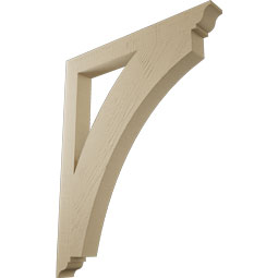 Ekena Millwork - BKTUR035X32X40THR01RCPR - Timberthane Faux Wood Thorton Style Bracket, Traditional Ends, 3 1/2"W x 32"D x 40"H, Primed Tan