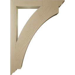 Ekena Millwork - BKTUR035X32X44THR01RCPR - Timberthane Faux Wood Thorton Style Bracket, Traditional Ends, 3 1/2"W x 32"D x 44"H, Primed Tan