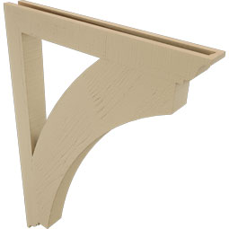 Ekena Millwork - BKTUR035X32X44THR01RCPR - Timberthane Faux Wood Thorton Style Bracket, Traditional Ends, 3 1/2"W x 32"D x 44"H, Primed Tan