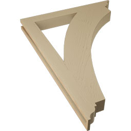 Ekena Millwork - BKTUR035X32X44THR01RCPR - Timberthane Faux Wood Thorton Style Bracket, Traditional Ends, 3 1/2"W x 32"D x 44"H, Primed Tan