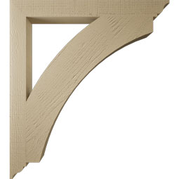 Ekena Millwork - BKTUR035X34X38THR01RCPR - Timberthane Faux Wood Thorton Style Bracket, Traditional Ends, 3 1/2"W x 34"D x 38"H, Primed Tan