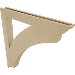 Ekena Millwork - BKTUR035X34X38THR01RCPR - Timberthane Faux Wood Thorton Style Bracket, Traditional Ends, 3 1/2"W x 34"D x 38"H, Primed Tan