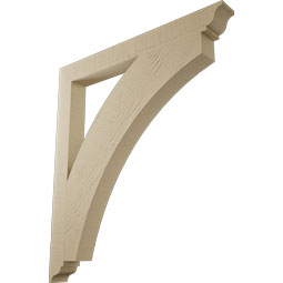 Ekena Millwork - BKTUR035X34X38THR01RCPR - Timberthane Faux Wood Thorton Style Bracket, Traditional Ends, 3 1/2"W x 34"D x 38"H, Primed Tan