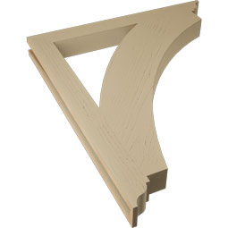 Ekena Millwork - BKTUR035X34X40THR01RCPR - Timberthane Faux Wood Thorton Style Bracket, Traditional Ends, 3 1/2"W x 34"D x 40"H, Primed Tan