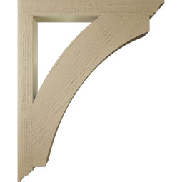 Ekena Millwork - BKTUR035X34X42THR01RCPR - Timberthane Faux Wood Thorton Style Bracket, Traditional Ends, 3 1/2"W x 34"D x 42"H, Primed Tan