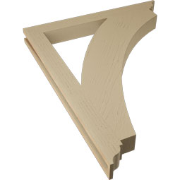 Ekena Millwork - BKTUR035X34X42THR01RCPR - Timberthane Faux Wood Thorton Style Bracket, Traditional Ends, 3 1/2"W x 34"D x 42"H, Primed Tan