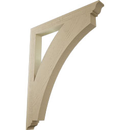 Ekena Millwork - BKTUR035X34X42THR01RCPR - Timberthane Faux Wood Thorton Style Bracket, Traditional Ends, 3 1/2"W x 34"D x 42"H, Primed Tan