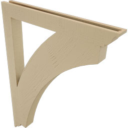 Ekena Millwork - BKTUR035X34X46THR01RCPR - Timberthane Faux Wood Thorton Style Bracket, Traditional Ends, 3 1/2"W x 34"D x 46"H, Primed Tan