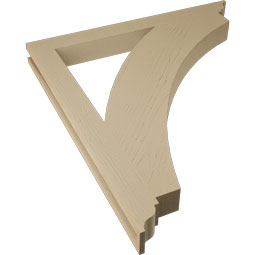 Ekena Millwork - BKTUR035X36X40THR01RCPR - Timberthane Faux Wood Thorton Style Bracket, Traditional Ends, 3 1/2"W x 36"D x 40"H, Primed Tan