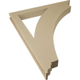 Ekena Millwork - BKTUR035X36X42THR01RCPR - Timberthane Faux Wood Thorton Style Bracket, Traditional Ends, 3 1/2"W x 36"D x 42"H, Primed Tan