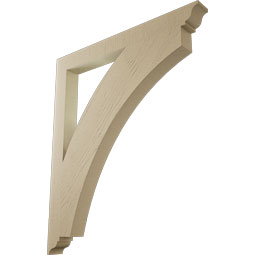 Ekena Millwork - BKTUR035X36X42THR01RCPR - Timberthane Faux Wood Thorton Style Bracket, Traditional Ends, 3 1/2"W x 36"D x 42"H, Primed Tan