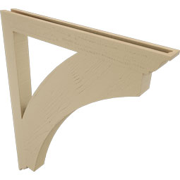 Ekena Millwork - BKTUR035X36X44THR01RCPR - Timberthane Faux Wood Thorton Style Bracket, Traditional Ends, 3 1/2"W x 36"D x 44"H, Primed Tan
