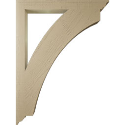 Ekena Millwork - BKTUR035X36X48THR01RCPR - Timberthane Faux Wood Thorton Style Bracket, Traditional Ends, 3 1/2"W x 36"D x 48"H, Primed Tan