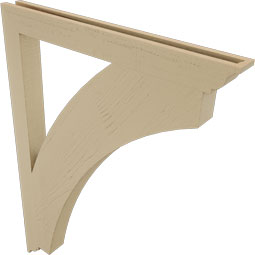 Ekena Millwork - BKTUR035X36X48THR01RCPR - Timberthane Faux Wood Thorton Style Bracket, Traditional Ends, 3 1/2"W x 36"D x 48"H, Primed Tan