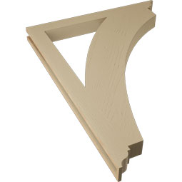 Ekena Millwork - BKTUR035X36X48THR01RCPR - Timberthane Faux Wood Thorton Style Bracket, Traditional Ends, 3 1/2"W x 36"D x 48"H, Primed Tan