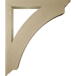Ekena Millwork - BKTUR035X38X44THR01RCPR - Timberthane Faux Wood Thorton Style Bracket, Traditional Ends, 3 1/2"W x 38"D x 44"H, Primed Tan