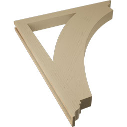 Ekena Millwork - BKTUR035X38X44THR01RCPR - Timberthane Faux Wood Thorton Style Bracket, Traditional Ends, 3 1/2"W x 38"D x 44"H, Primed Tan