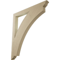 Ekena Millwork - BKTUR035X38X44THR01RCPR - Timberthane Faux Wood Thorton Style Bracket, Traditional Ends, 3 1/2"W x 38"D x 44"H, Primed Tan