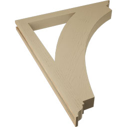Ekena Millwork - BKTUR035X38X46THR01RCPR - Timberthane Faux Wood Thorton Style Bracket, Traditional Ends, 3 1/2"W x 38"D x 46"H, Primed Tan