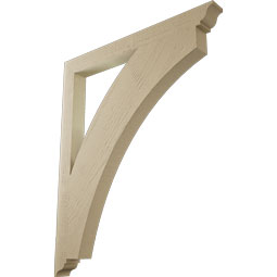 Ekena Millwork - BKTUR035X38X46THR01RCPR - Timberthane Faux Wood Thorton Style Bracket, Traditional Ends, 3 1/2"W x 38"D x 46"H, Primed Tan