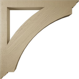 Ekena Millwork - BKTUR035X40X40THR01RCPR - Timberthane Faux Wood Thorton Style Bracket, Traditional Ends, 3 1/2"W x 40"D x 40"H, Primed Tan