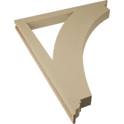 Ekena Millwork - BKTUR035X40X48THR01RCPR - Timberthane Faux Wood Thorton Style Bracket, Traditional Ends, 3 1/2"W x 40"D x 48"H, Primed Tan