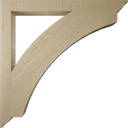 Ekena Millwork - BKTUR035X42X42THR01RCPR - Timberthane Faux Wood Thorton Style Bracket, Traditional Ends, 3 1/2"W x 42"D x 42"H, Primed Tan