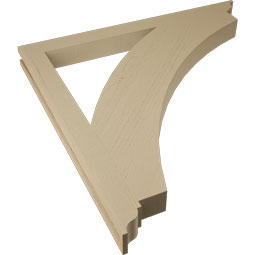 Ekena Millwork - BKTUR035X42X42THR01RCPR - Timberthane Faux Wood Thorton Style Bracket, Traditional Ends, 3 1/2"W x 42"D x 42"H, Primed Tan