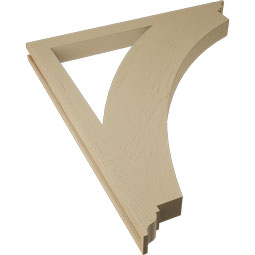 Ekena Millwork - BKTUR035X42X48THR01RCPR - Timberthane Faux Wood Thorton Style Bracket, Traditional Ends, 3 1/2"W x 42"D x 48"H, Primed Tan